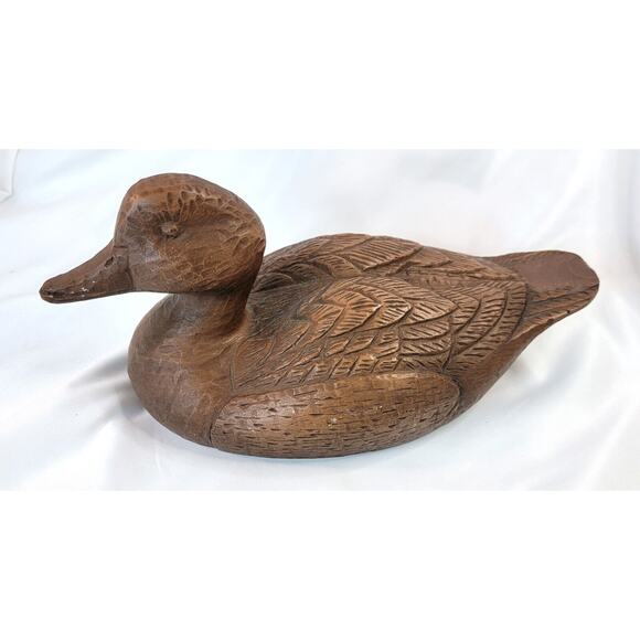 Vintage Red Mill Faux Wood Resin Sculpture Brown Mallard Duck - Picture 1 of 11